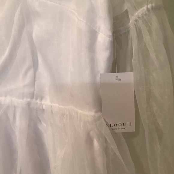 Bridal Eloquii NWT white romantic fairy princess organza ruffle mini dress SZ 18 - Picture 7 of 15